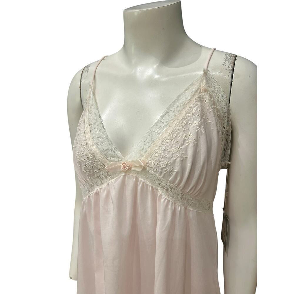 VTG Christian Dior Lingerie Pink Nightgown Deadstock Lace Maxi Slip Dress M - - Picture 3 of 8